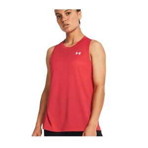 Under Armour Women's Tech Tank Top - Red Solstice with White logo - Size Medium